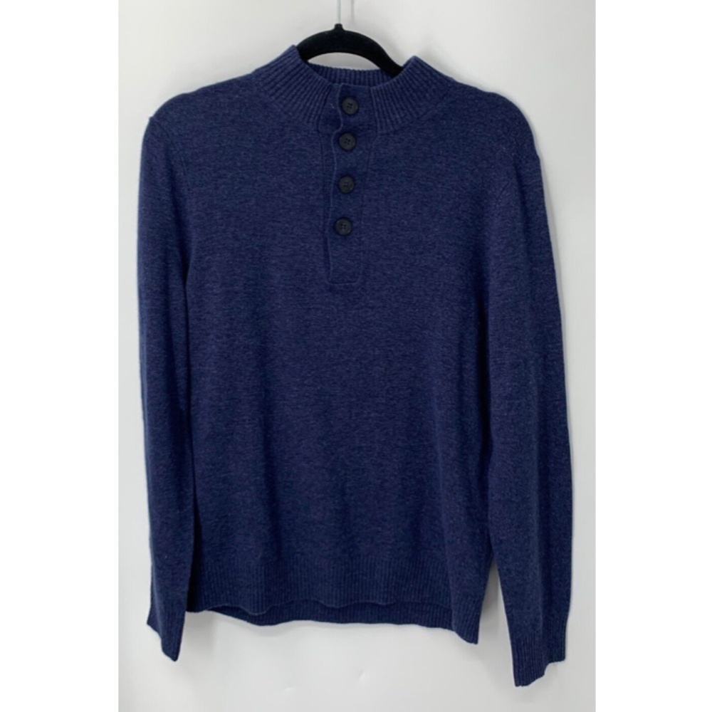 PATRICK ASSARAF mens blue cashmere henley sweater sz M